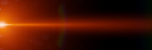 Abstract Orange Lens Flare Effect Overlay Texture With Bokeh Effect And Light Streak In Front Of A Black Background Header