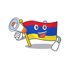 Canvas Print - Flag armenia cartoon with in with holding megaphone character