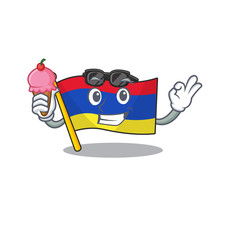 Poster - Cartoon flag armenia isolated in character with ice cream