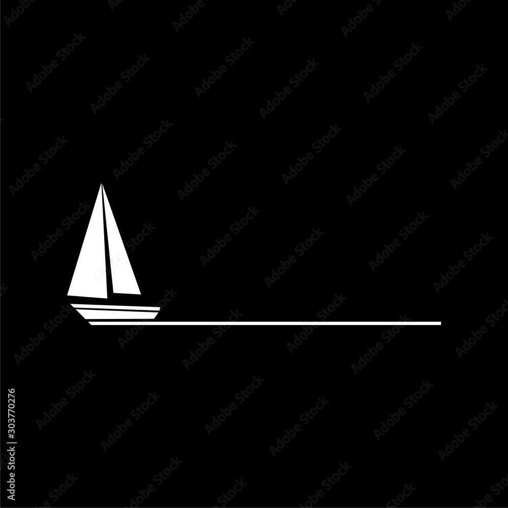 Boat icon isolated on black background - obrazy, fototapety, plakaty 