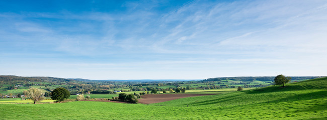 beautiful late afternoon sunlight on rural landscape of south limburg near Epen in the netherlands