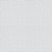 Fabric Seamless Pattern With Textile Mesh Texture, White On Grey Background. Simple Wallpaper Doodle Grid, Grunge Canvas Backdrop, Monochrome Design Element