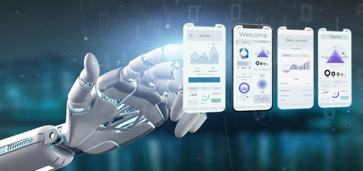 Wall Mural - application interface ui on a smartphone - 3d rendering