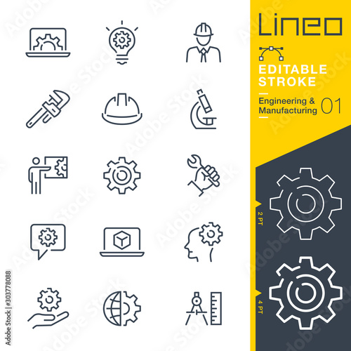 Cuadros en Lienzo Lineo Editable Stroke - Engineering and Manufacturing line icons