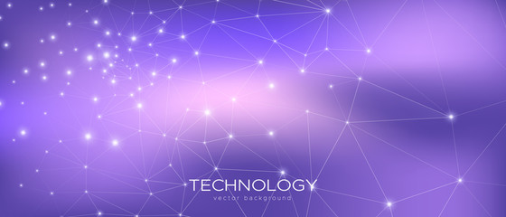 Wall Mural - abstract data flow. violet science visualization.