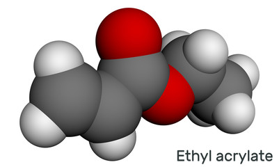 Poster - Ethyl acrylate molecule. Molecular model