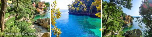 Seaside villas near Portofino in Italy Poster Mural XXL