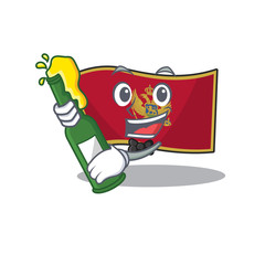 Poster - Flag montenegro cartoon with in bring beer character