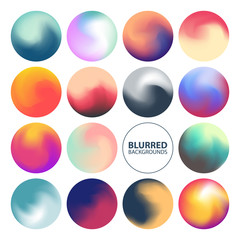 Poster - Blurred circle backgrounds set with modern abstract color gradient patterns. Colourful gradient orbs collection for your design. Vector illustration.
