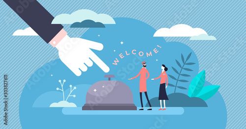 Fotografía Hospitality concept flat tiny persons vector illustration