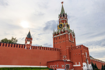 Spasskaya tower of Kremlin on Red Square in Moscow, Russia