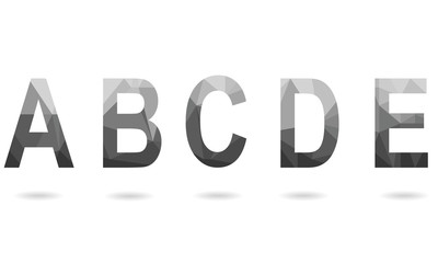 Wall Mural - set of blue vector polygon letters from a to e fonts. low poly illustration of flat design.