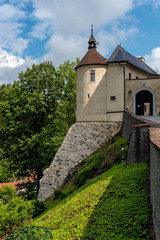 watch tower on the stone walls of the castle