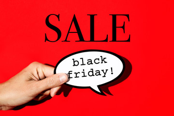 Poster - text black friday sale on a red background