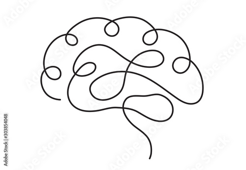 Cuadros en Lienzo One line brain design silhouette