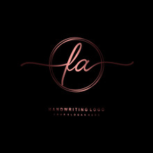 FA Initial Handwriting Logo Design With Circle Lines Dark Pink Gradation Color. Handwritten Logo For Fashion, Beauty, Team, Wedding, Luxury Logo