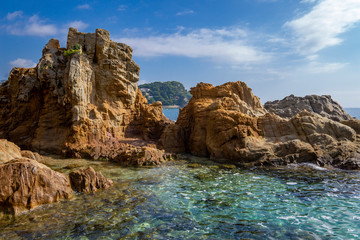 Wall Mural - Seascape of resort area of the Costa Brava near town Lloret de Mar in Spain