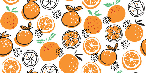 Stylish citrus oranges fruits seamless pattern