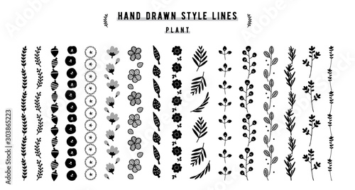 植物の飾り罫のセット（タテ）