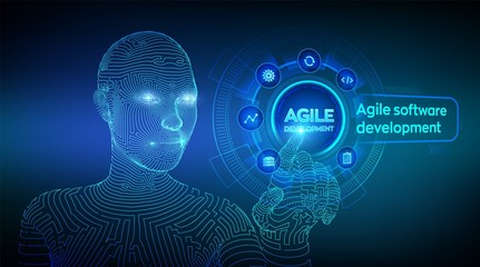 Wall Mural - agile software development methodology concept on virtual screen. digital technology, big data conce