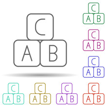 Letters A B C Multi Color Icon. Simple Thin Line, Outline Vector Of Education Icons For Ui And Ux, Website Or Mobile Application