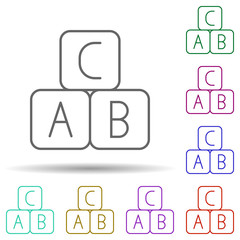 Letters a b c multi color icon. Simple thin line, outline vector of education icons for ui and ux, website or mobile application