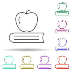 Poster - Apple and book multi color icon. Simple thin line, outline vector of education icons for ui and ux, website or mobile application