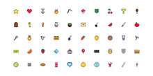Bundle Of 8 Bits Pixelated Style Icons