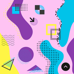 Leinwandbilder - Memphis pattern. Geometric shapes. Hipster style 80s-90s. Geometric pattern memphis style background. Vector Illustration.
