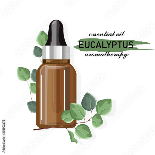 Eucalyptus essential oil bottle with dropper