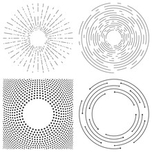 Abstract Vector  Background Of Concentric Circles. Crcular Lines Graphic Pattern. Dashed Line Ripples