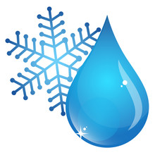 Snowflake And Blue Drop Cold Water Symbol