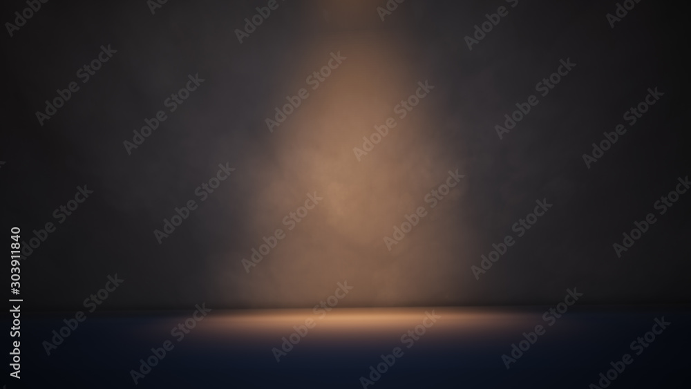 Stage white smoke spotlight background. 3D illustration  - obrazy, fototapety, plakaty 