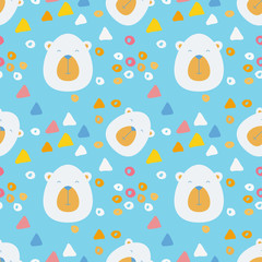 Aufkleber - Vector hand drawn seamless pattern with bear. Ornament with cute animal. Cartoon background. Flat style illustration.