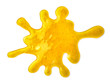 Splash of yellow slime isolated on white, top view. Antistress toy