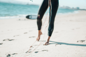 Wall Mural - Kitesurfer is ready to surf the blue sea.