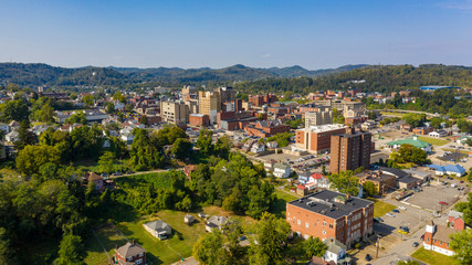 Wall Mural - Bright Sun Late Afternoon Aerial Perspective Clarksburg West Virginia