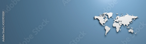 Fotomural World map on blue background banner