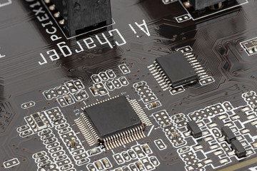 Closeup of electronic circuit board