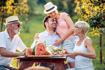 Poster - Family having a barbecue party