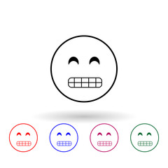 Sticker - Show teeth multi color icon. Simple thin line, outline vector of emoji icons for ui and ux, website or mobile application