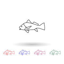 Black Drum Multi Color Icon. Simple Thin Line, Outline Vector Of Fish Icons For Ui And Ux, Website Or Mobile Application