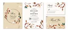 Wedding Invitation Set With Cotton Flower Background