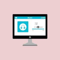 Wall Mural - Mobile music application interface design concept isolated on colored background flat vector illustration. Can be used for workflow layout template