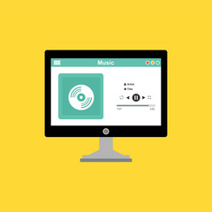Wall Mural - Mobile music application interface design concept isolated on colored background flat vector illustration. Can be used for workflow layout template