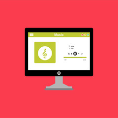 Wall Mural - Mobile music application interface design concept isolated on colored background flat vector illustration. Can be used for workflow layout template
