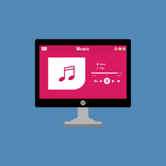 Wall Mural - Mobile music application interface design concept . Can be used for workflow layout template, banner, marketing, infographics.