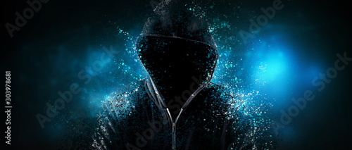 Fotomural Cybersecurity, computer hacker with hoodie