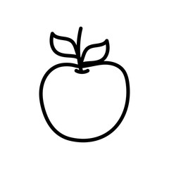 Sticker - apple fruit fresh on white background thick line