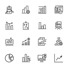 Canvas Print - Business planning icon. Set of line icon on white background. Analytics, recruitment, finding solution. Marketing concept. Vector illustration can be used for topic like business, management, analysis